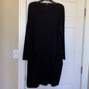 Eileen Fisher New Jersey Black Pocket Dress